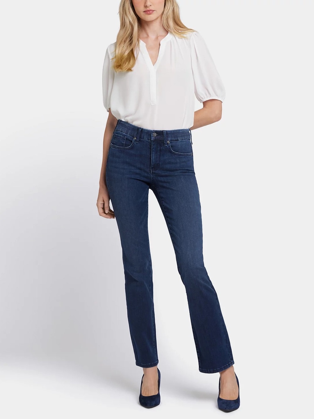 NYDJ Marilyn Straight Jeans Lift Dark Blue Size 12 *Hemmed